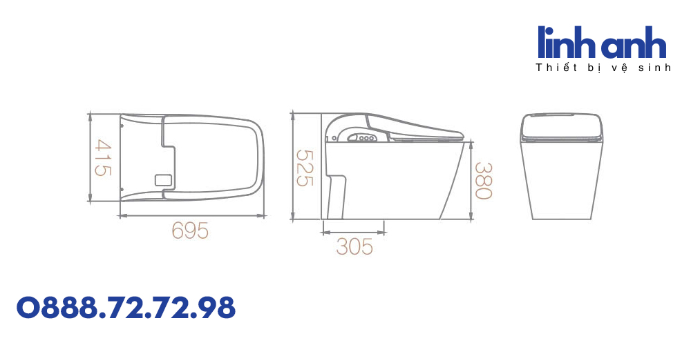 Kích thước Bồn cầu BC-2204